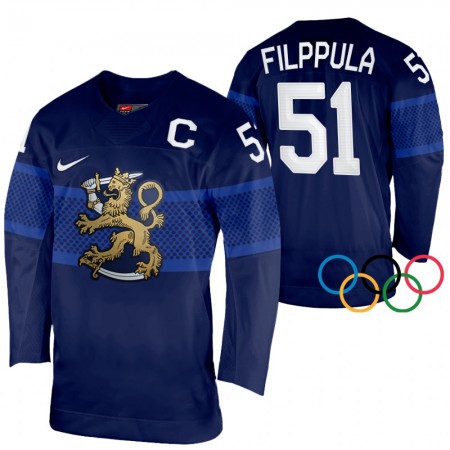 Finland Valtteri Filppula 51 2022 Winter Olympics Navy Authentic Shirt - Mannen